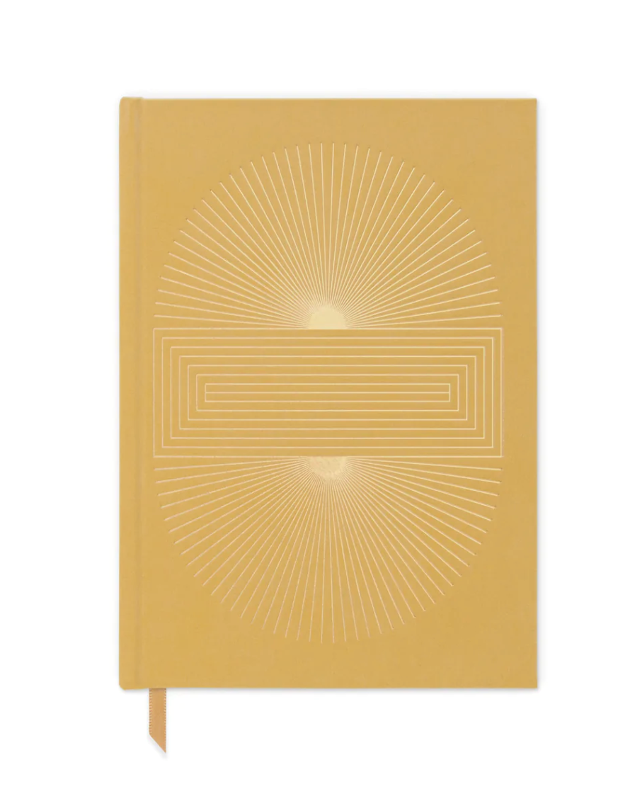 Hard Cover Suede Cloth Journal With Pocket - Radiant Suns Block