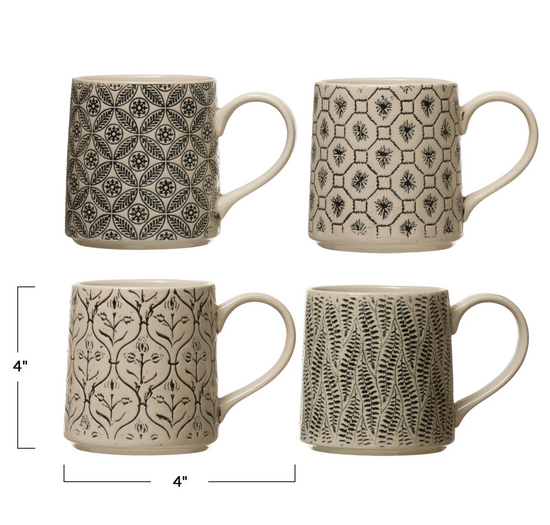 Load image into Gallery viewer, Hand-Stamped Mug with Pattern
