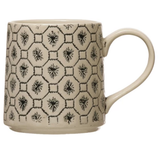 Load image into Gallery viewer, Hand-Stamped Mug with Pattern

