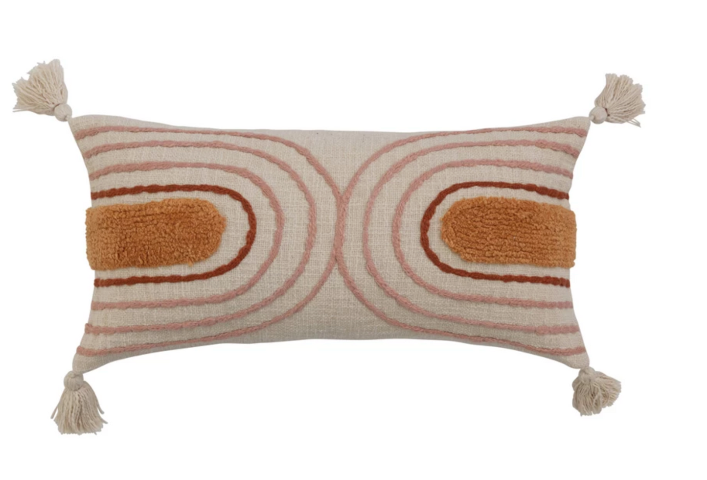 Sunrise Cotton Tufted Lumbar Pillow w/ Tassels
