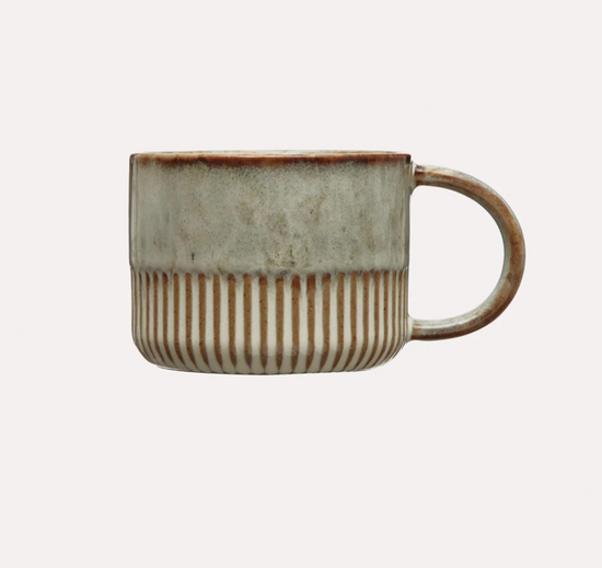 Stoneware Mug with Crimped Bottom, Reactive Glaze 14oz