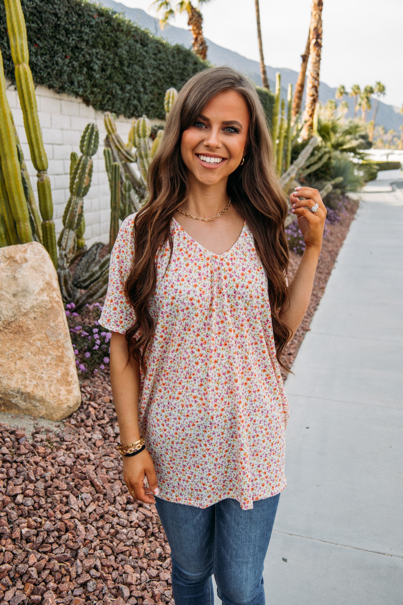 Blooming Flowers Top-Ivory